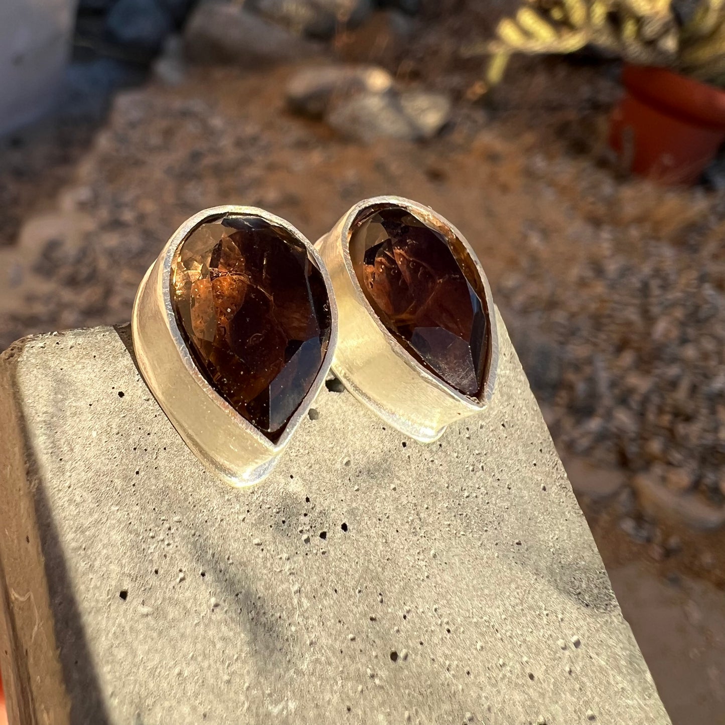 Oversized Smoky Quartz Studs