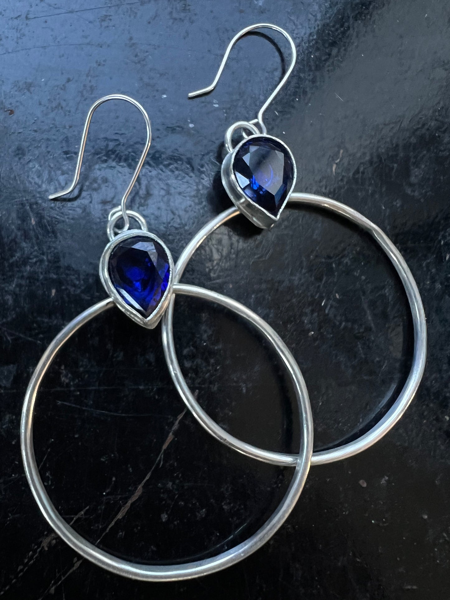 Sapphire Doorknocker Hoops