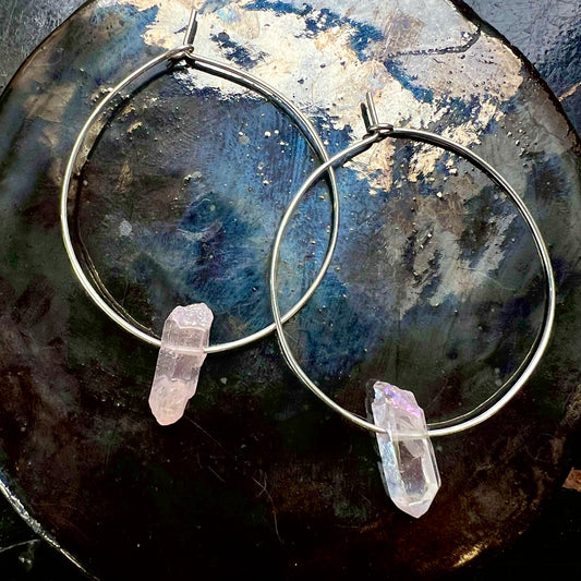 Rose Quartz Hoops