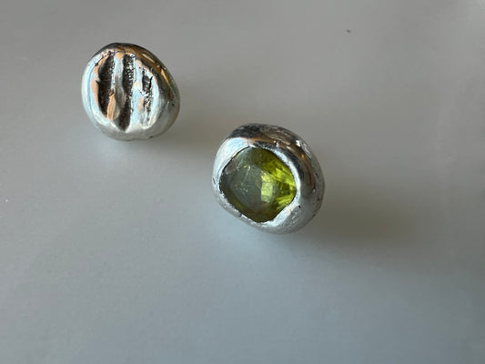 Silver & Peridot Studs