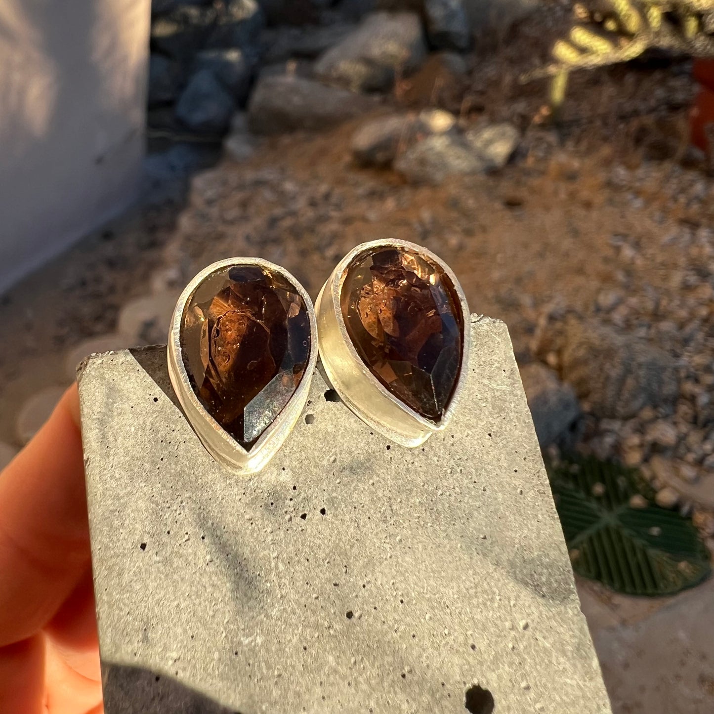 Oversized Smoky Quartz Studs