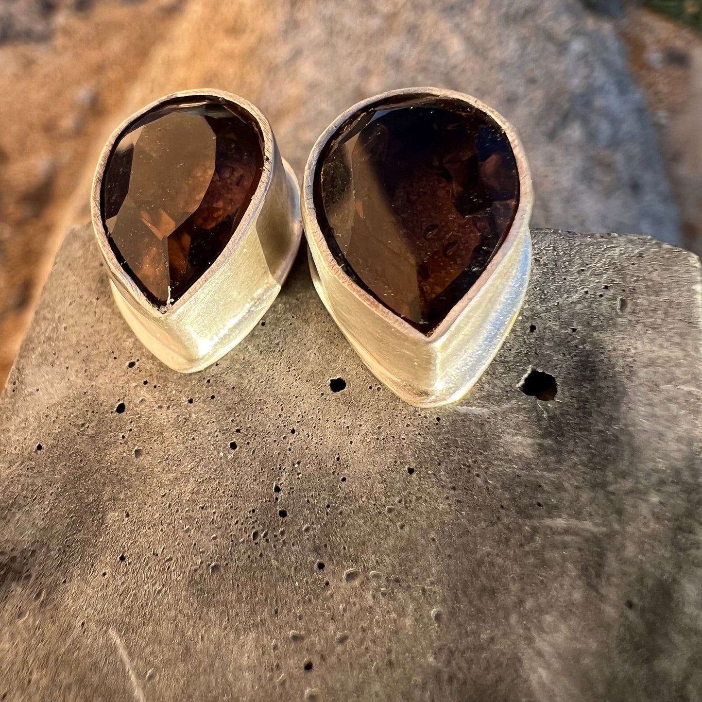 Oversized Smoky Quartz Studs