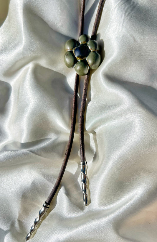 Ceramic Flower Bolo Tie