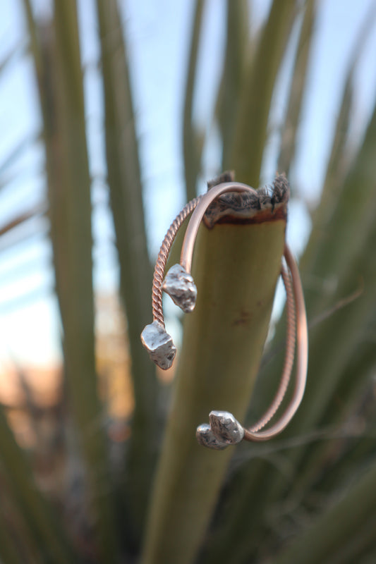 Bronze + Silver Nugget Cuff